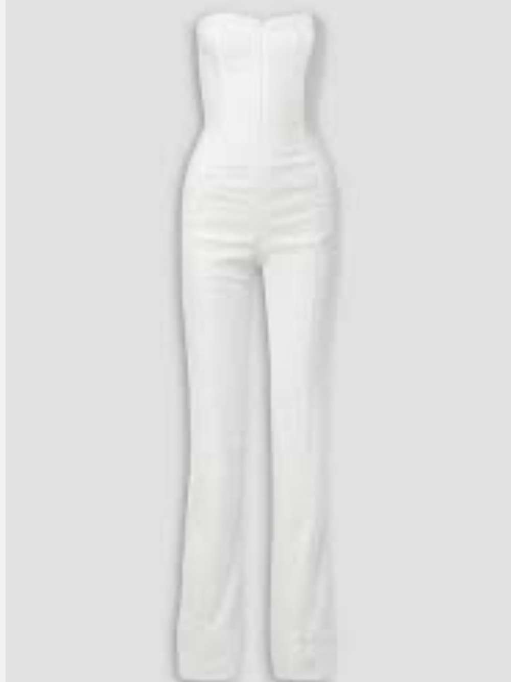 Strapless White Jumpsuit with Tailored Seams
